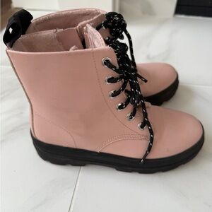 H&M Girls Pink Faux Leather Lace Up & Zipped Ankle Boots Valentine's Day